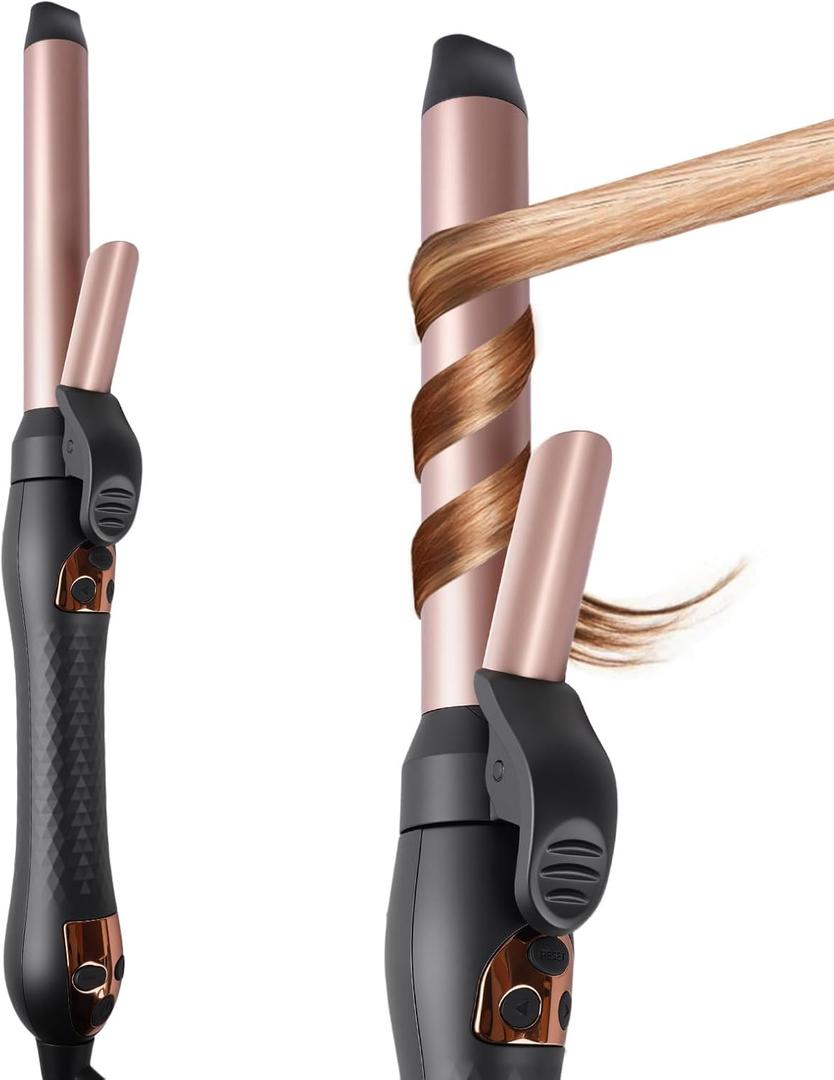 Automatic Rotating Curling Iron 1-inch: LANDOT Easy-to-Use Self Spinning Ceramic Curling Wand for Salon-Worthy Curls & Waves - Quick Heat & Adjustable Temp for All Hair Types