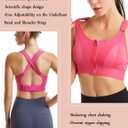 Women Zip Front Sports Bra Racerback Tank Top Wireless Paded Yoga Workout Running Bras (Pink, M)