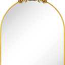 30x34'' Arched Ornate Wall Mirror for Mantel Traditional Baroque Inspired Bathroom Vanity Rectangular Mirror in Antiqued Gold Foil