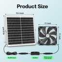 7.1" Large Airflow Solar Powered Greenhouse Fan, 25W Vent Exhaust Intake Solar Fan for Chicken Coop, Waterproof Outdoor Solar Fans, 16.5 ft Long Cord for Dog House, Shed, Cabin