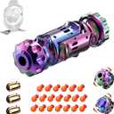 4 in 1 Fidget Gun Metal Toy Shoot+ Spinner+ Ratchet+ Slider Finger Fidget Toys for Adults EDC ADHD Focus Anxiety Stress Relief Boredom Office Cool Executive Desk Toy (Colorful) (Multicolored)
