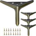 4.7 inch/12cm Brushed Bronze Color Metal Furniture Legs Set of 4, 4pcs DIY Replacement for Short Cabinet Legs, Sofa Legs, Small Dresser Legs