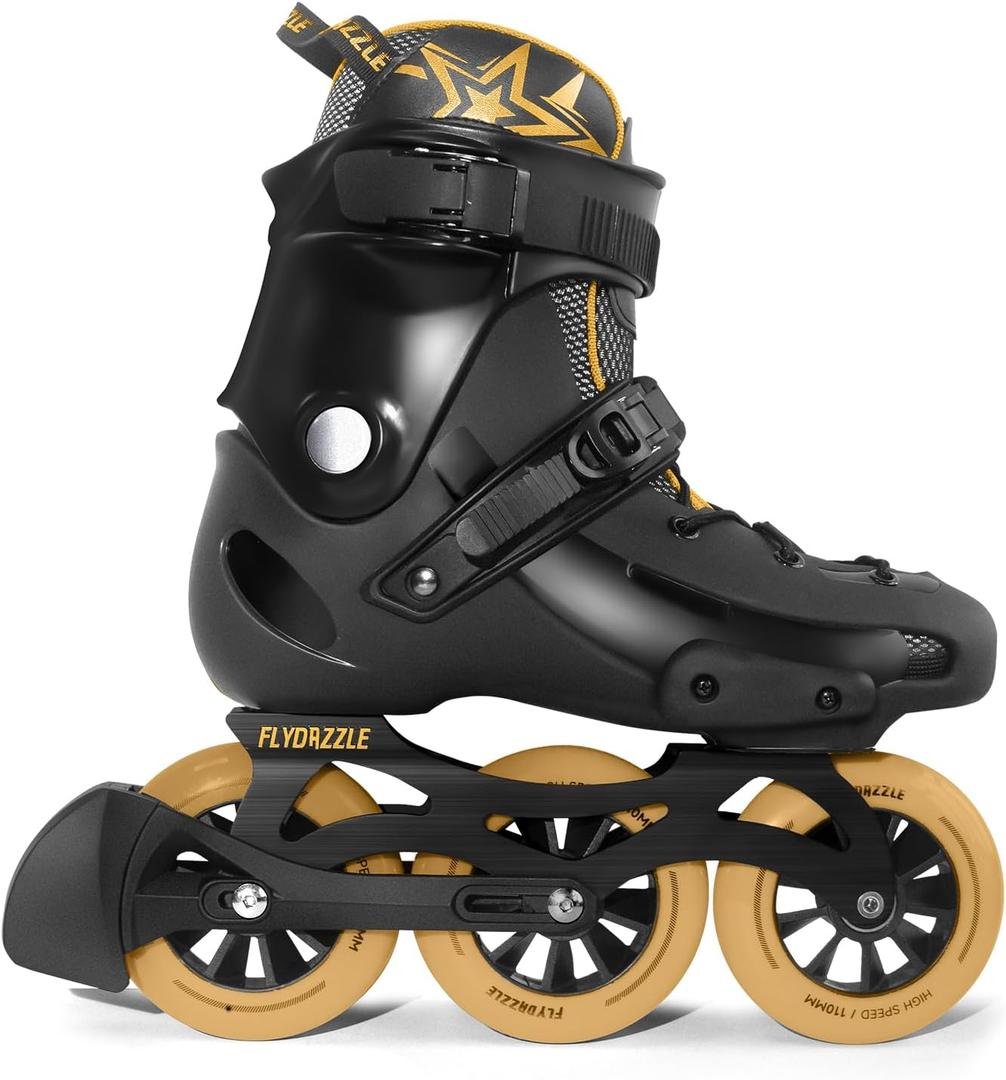 Men's Inline Skates 3WD 110MM - Urban Fitness Speed Skating with ABEC-9 Bearings, Hard Hoot Ankle Support, Optional Brake, US 10