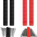 80 pcs MAGNETIC Modular Wrench Organizers for Tool Drawers - Wrench Rack with Metric & SAE Labels, Perfect Tool Storage Holder. Gift for father, brother and boyfriend (With Magnet) (Black and Red)