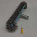 Swimming Pool Brush Head with Round Ends17.5" Heavy Duty Aluminum Back Head for Cleans Walls, Tiles & Floors, 7 Rows Premium Nylon Bristles with EZ Clips (Blue Grey)