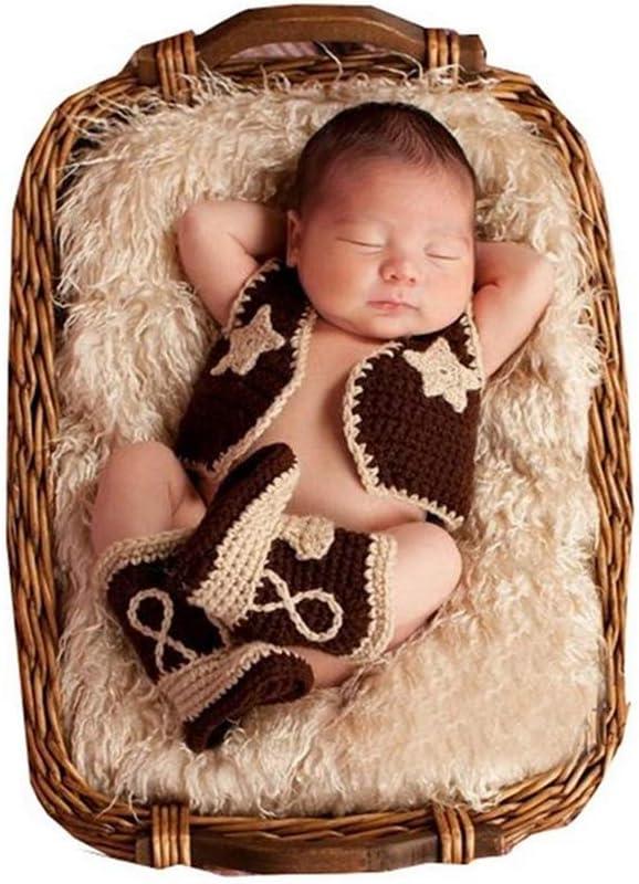 Newborn Photography Props Outfits Boys Girls Cowboy Vest & Boots Baby Photo Prop Costumes Set