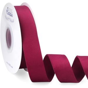 Ribbli Burgundy Velvet Ribbon Double Faced 1 Inch 10-Yard Spool Burgundy Ribbon Use for Christmas Tree Ornaments Gift Wrapping Wreath Decoration Wedding Boutonnieres