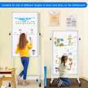 maxtek Rolling White Board, 48 x 24 Height Adjustable Whiteboard on Wheels, Large Magnetic Standing Mobile Easel Board, Double-Sided with Stand for Office, Home, and Classroom