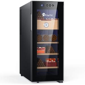 KingChii 33L Electric Cigar Humidors with Temperature Control System, Cigar Cabinet with Spanish Cedar Wood Shelves & Hygrometer, Gifts for Men (4 Layers 250 Capacity)