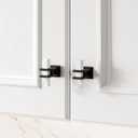 Haliwu 10 Pack White Marble Grain Cabinet Knobs, 2 Tone T-bar Black Kitchen Handles, Solid Square Dresser and Drawer Pulls