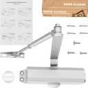 Door Closer Commercial Heavy Duty Automatic Door Closers,Adjustable Hydraulic Medium Size Door Closer for Home & Commercial,Door Weights 45-60kg,Silver Aluminium (DC-m8)