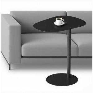 C-Shaped Metal Side Table, Slides Under Sofa for Small Spaces | Black Iron End Table, Lightweight & Compact TV Tray with Modern Design for Living Room, Bedroom, Bathroom