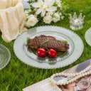 supernal 100PCS Clear Plastic Plates, Clear Plates with Silver Trim, Elegant Plastic Plate Include 50 Dinner Plate 10'' and 50 Dessert Appetizer Platos 7'' for Party, Wedding, Bridal Baptism