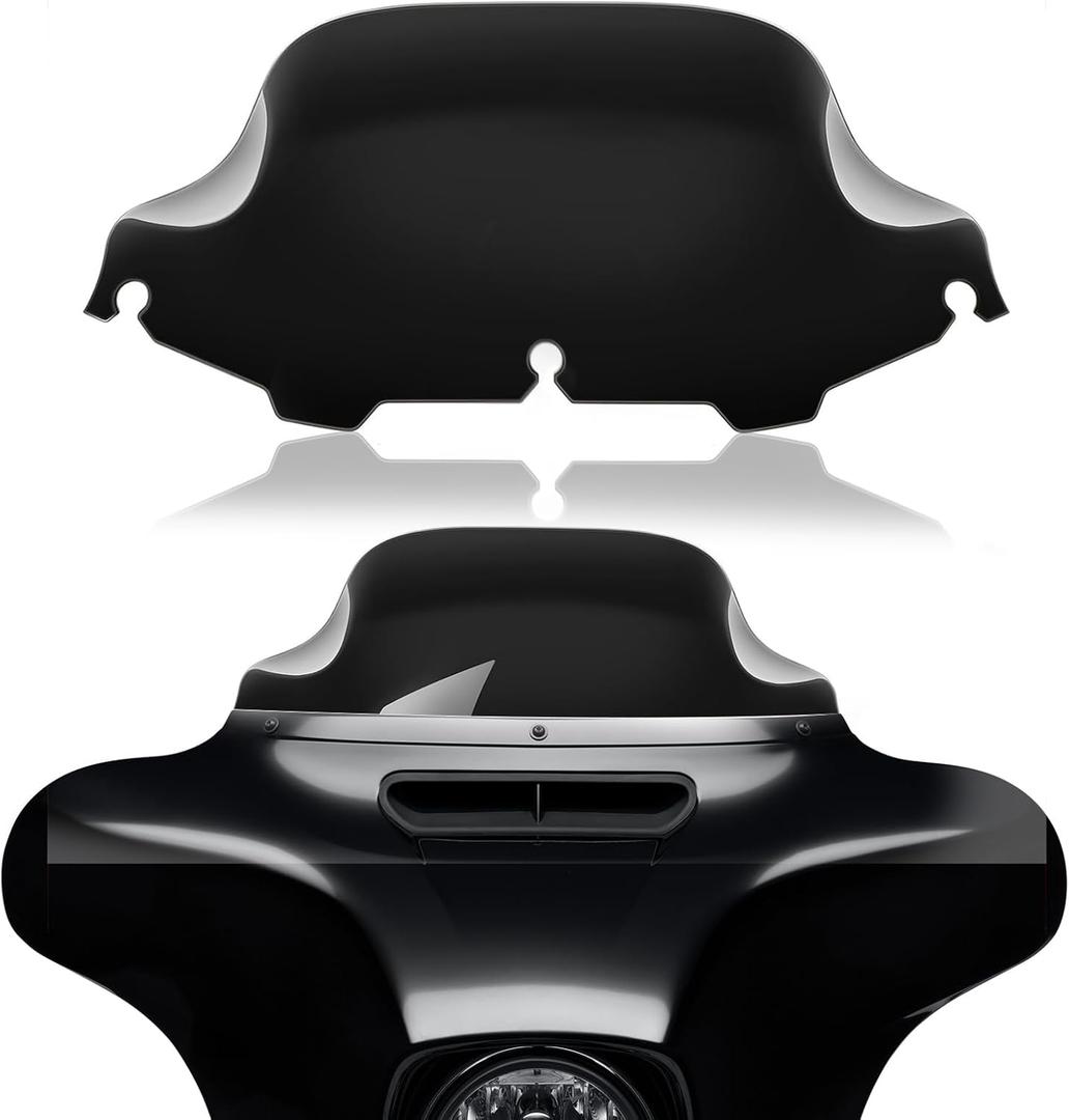 Rich Choices 8" Motorcycle Black Wave Windshield Windscreen Compatible with 1996-2013 Harley Davidson Street Glide Electra Glide Ultra Classic Touring FLHT FLHTC FLHX Tri Glide