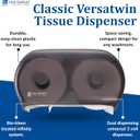 San Jamar Classic Versatwin Plastic Tissue Dispenser, Toilet Paper Holder, Tissue Holder with Dual Dispensing for Bathroom, Commercial, Office, Restaurants, Hospitals, Schools, 5.5 Inches, Black Pearl