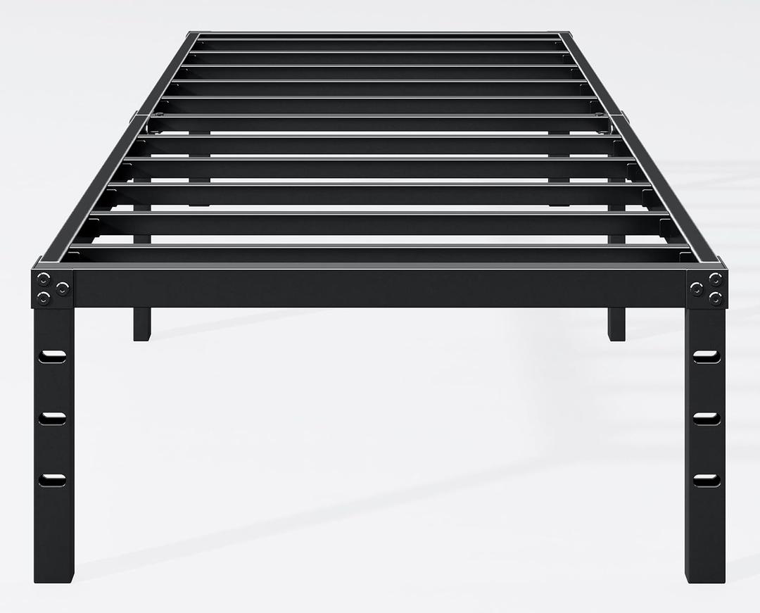 18 Inch Twin Bed Frame - Sturdy Metal Platform Twin Size, No Box Spring Needed, Heavy Duty, Easy Assembly, Strong Bearing Capacity, Under Bed Storage, Black