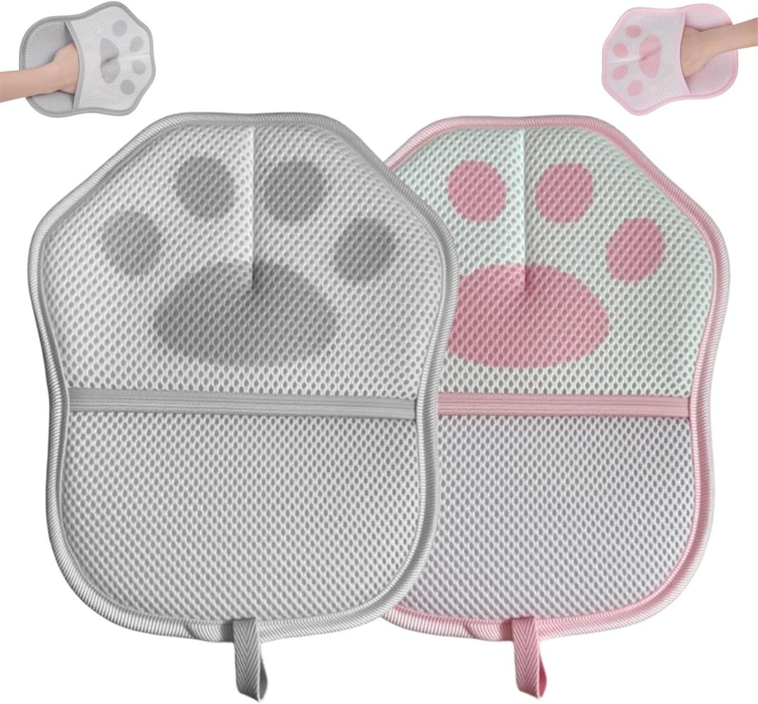 2 x 2 Pcs Static Pet Hair Removal Gloves for Dogs & Cats, Newly Upgraded Thickened Reusable Electrostatic Hair Removal Gloves, Pet Hair Removal Tool for Clothing, Couch, Carpet, Car Seats (1 Pcs Grey + 1 Pcs Pink)