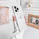 NITITOP Compatible with iPhone 16 Pro Case Clear Cute Rose Flower Floral Leaves Pattern for Women Girls Color Frame Slim Durable Shockproof Protective Phone Cover - White