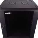 NavePoint 12U Server Cabinet Wall Mount Rack Enclosure Includes 2 Fans, Locking Glass Door, Removable Side Panels 12U Network Cabinet 17.7 Deep, 19 Inch Server Rack for IT and A/V Equipment, 12u - 450mm Depth