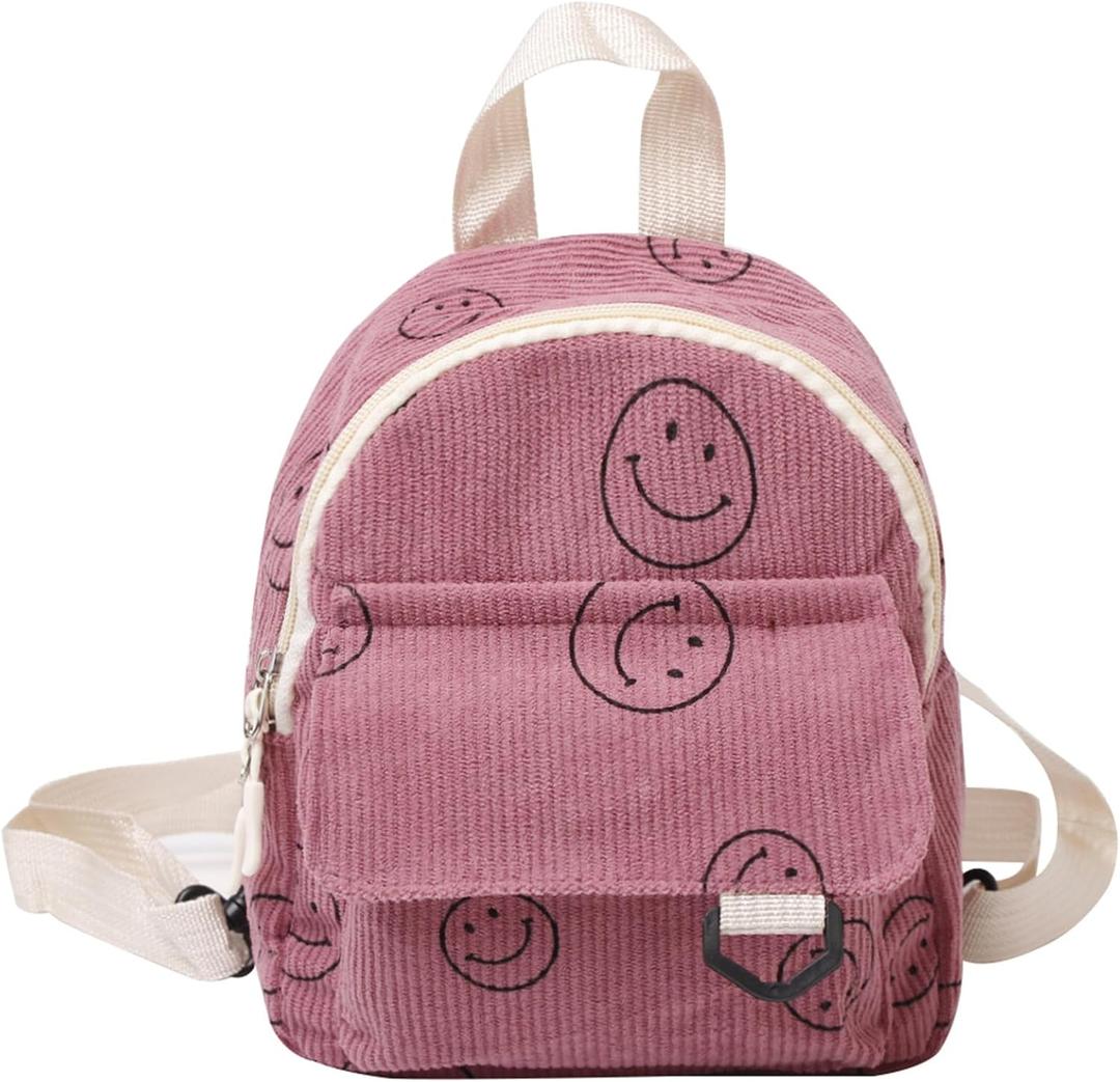 Small Backpack Purse Cute Mini Corduroy Bookbag Toddler Backpack School Bags for Women Girls Boys Teens Kids (pink)