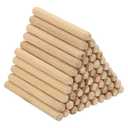 PATIKIL 1/4" x 2-3/8"(6 x 60mm) Wood Dowel Pins, 60 Pack Fluted Wooden Dowel Pin Beveled Groove Rods for Furniture Door Art Crafts Projects