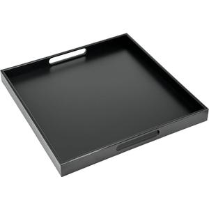 Bam & Boo 20" x 20" x 2" Square Natural Bamboo Ottoman Tray with Handles, Black