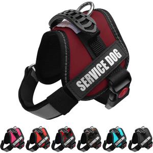 ALBCORP Service Dog Vest Harness  Reflective Service Animal Vest, No-Pull Harness with Handle & Mesh Padding  Sizes XXS-XL for Puppies  2 Removable Service Patches Included (Extra Small, Maroon) (XS 16.5''- 20.5'' Girth)