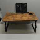 Laptop Desk for Bed Height Adjustable, Lap Bed Table with USB/Storage Drawer/Cup Holder/Tablet Stand/Book Shelf, Foldable Breakfast Tray Portable for Reading Writing, Sofa & Floor, Carbonized