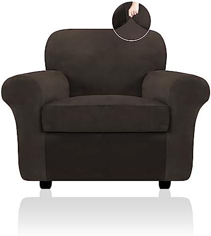 FestiCorp Sofa Cover, Velvet Couch Covers for Dogs, Stretch Sofa Slipcovers, Thick Furniture Covers for Pets, Washable Chair Cover, Armchair, Brown