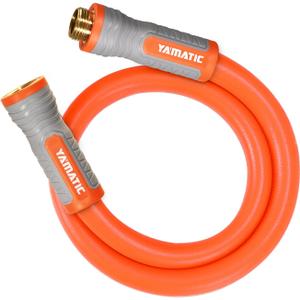 YAMATIC Heavy Duty Short Garden Hose 5/8 in x 3 ft with Swivel Fitting, Super Flexible Leader hose,All-weather, Lightweight, Burst 600 PSI (Orange)