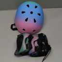 Color Gradient Adjustable Bike Helmet with Knee and Elbow Pads - Kids Toddler Boys and Girls Skateboard Helmet for Ages 3-14 | Ideal for Riding, Scooters, Inline Skating, Longboarding, Roller Skating (Purple blue green)
