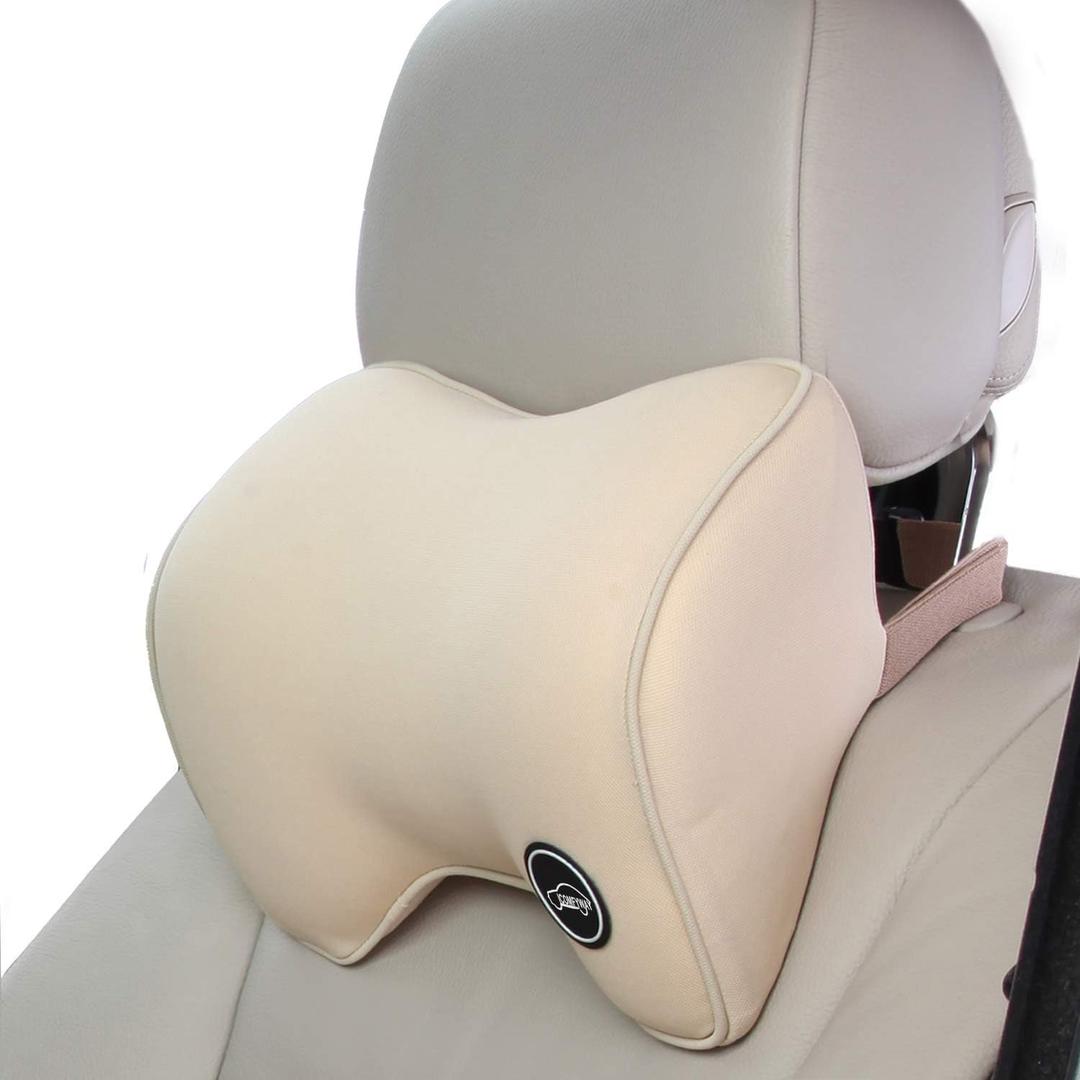 Car Neck Pillow For Car Driving, Car Seat Headrest Pillow, Car Neck Support And Rest For Car Pillow, Travel Car Seat Neck Pillow For Neck Pain Relief & Cervical Support, Neck Car Pillow For Sleeping (Beige)