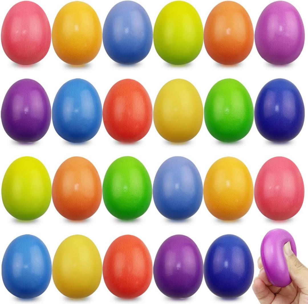 Jofan 24 Pack Easter Eggs Colorful Slow Rising Squishy Toys for Kids Girls Boys Easter Basket Stuffers Gifts Party Favors