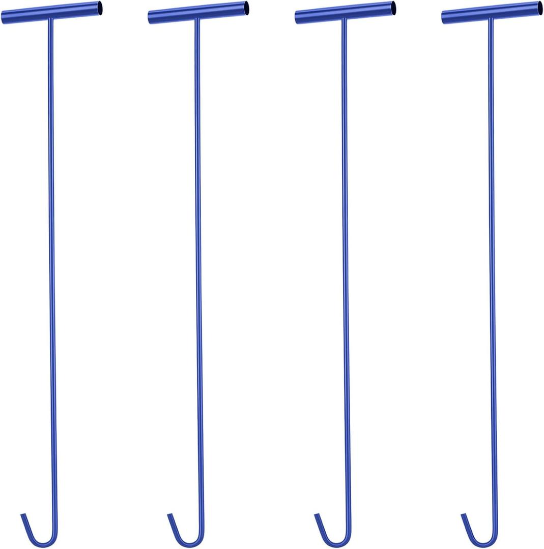 Zonon 4 Pack 31" Blue Fifth Wheel Puller 5th Wheel Pin Puller for Semi Truck Cotter Spring Pulling Tool Solid Steel Dock Hooks Portable Type Lifting J Hook for Pulling Storm Drain Manhole Covers