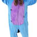 QSTYLE Adult Animal Onesie Halloween Costume,One Piece Cosplay Suit for Women and Men (Medium, Blue-b)