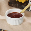 DOWAN Dipping Bowls 1.5 oz, Sauce Cups Mini Ramekins, Tiny Ramekin Porcelain Souffle Dish, Dessert Cups Small Bowls Condiment Cups for Charcuterie Board, Microwave & Oven Safe, Set of 5, Soft White
