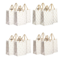 Sparkle and Bash 16-Pack Medium White and Gold Gift Bags with Handles & Tags for Weddings Baby Bridal Showers Birthday Party Favors, 4 Geometric Foil Designs (8 x 10 x 4.5 Inch Gift Bag)