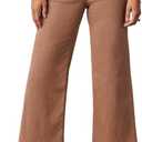 Allimy Women's High Waisted Wide Leg Ripped Capri Jeans, 6