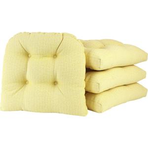 Klear Vu Gripper Overstuffed Universal Non-Slip Dining Chair Cushions for Kitchen Decor or Office Use, U-Shaped Skid-Proof Seat Pad, 15x15 Inches, 4 Count (Pack of 1), Solid Yellow