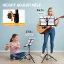 CAHAYA Portable Sheet Music Stand: Dual Use Desktop Book Holder Folding Lightweight Extra Stable Reinforced with Carrying Bag and Clip for Students Musicians Height Adjustable up to 54.3" CMS0204
