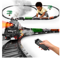 Model Train Set, Remote Control Train Toys with 3Way Smoke Locomotive, 5 Train Cars, Luxury Track Kit, Authentic Train Sounds, Lights & Smoke, Top Present for Train Lovers, Kids 3+