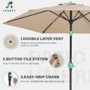 JEAREY 7.5FT Patio Umbrella Outdoor Market Umbrella with 6 Sturdy Ribs, Push Button Tilt/Crank Table Umbrella for Garden, Deck, Backyard and Pool, Beige