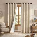 MYSKY HOME Boho Blackout Curtains for Living Room 84 Inches Long Total Room Darkening Beige Curtain for Bedroom 2 Panels Rustic Bohemian Thermal Insulated Grommet Window Drapes 52W x 84L