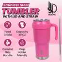 40 Oz Tumbler with Handle & Straw Lid, Insulated Stainless Steel Vacuum Flask, Double Wall Thermal Car Cup for Hot & Cold Drinks, Leak Proof, BPA Free (Slate Gray)