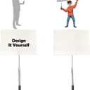 Parades Slogan Poles with White Board,Answer Paddle Warning Signs Support Placards with Handle for Ceremonies Sale Vote Sports, Small Sign Board Yard Signs Protest Sign Holders Double Sided