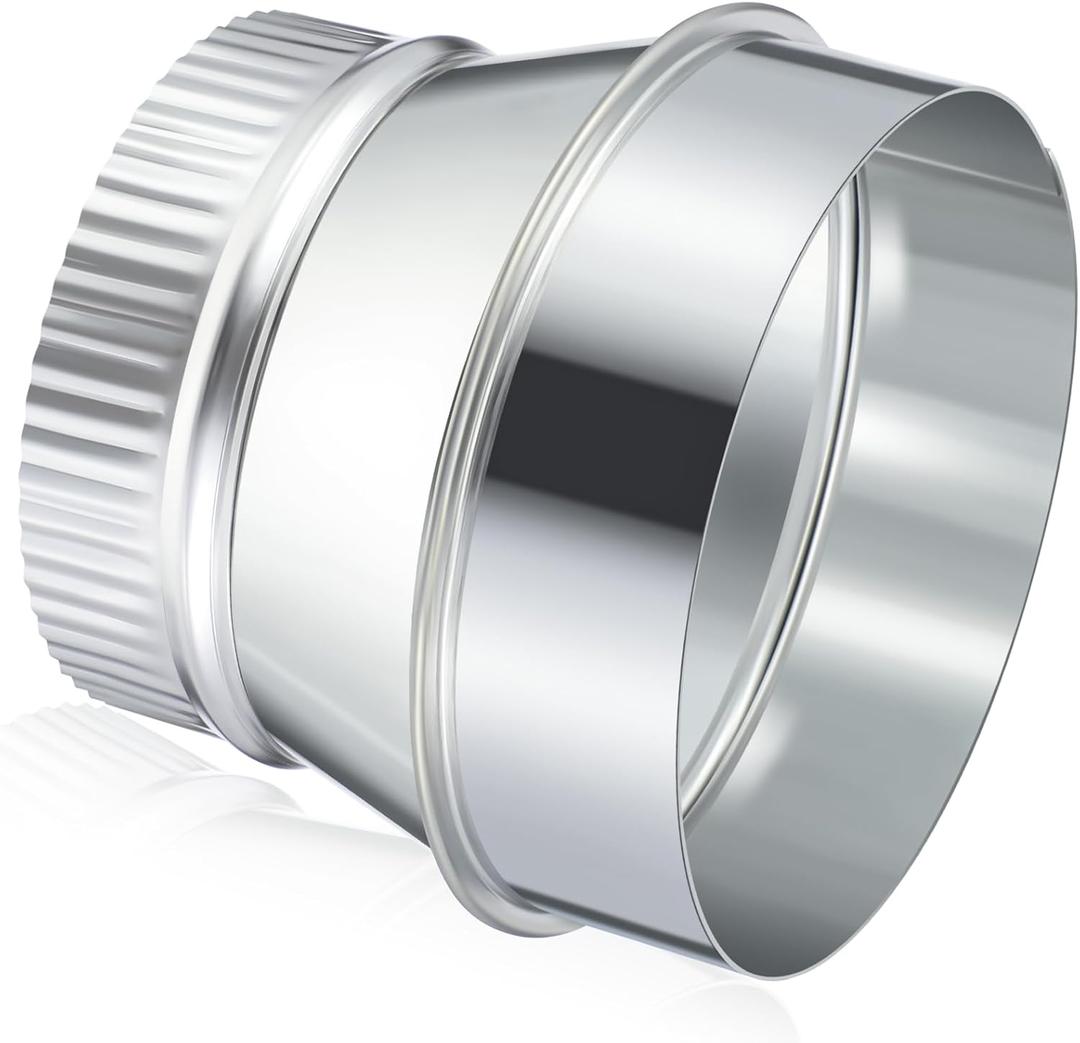 6 Inch to 5 Inch Duct Reducer Increaser Galvanized Steel Air Duct Adapter Round Crimped Pipe Connector Fitting Coupling for HVAC Ventilation Systems