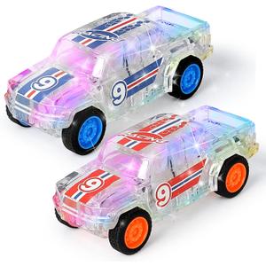 LED Light Up Pull Back Cars Toy, Car Toys for Toddlers 1-3, Light-up Monster Truck, 3+ Kids and Boys Girls Easter Christmas Birthday Party Gift (2Pack)