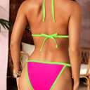 Tempt Me Women Plus Size Triangle Bikini Sets String Two Piece Halter Swimsuits with Tie Side Bottom (L)