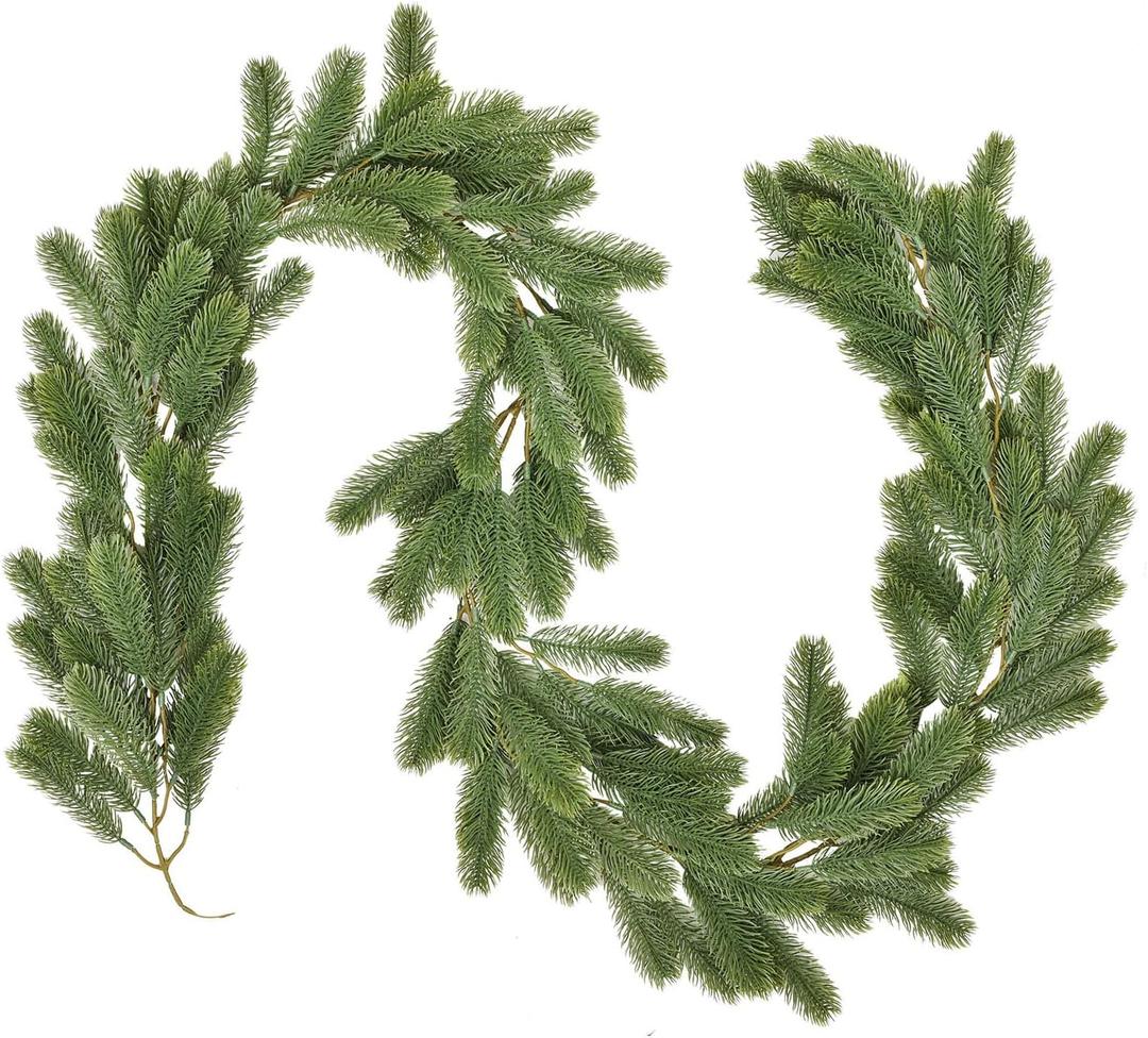 6Ft Christmas Garland, Artificial Pine Garland Holiday Decor for Outdoor or Indoor Home Garden Artificial Green Greenery, or Fireplaces Holiday Party Decorations (Green)