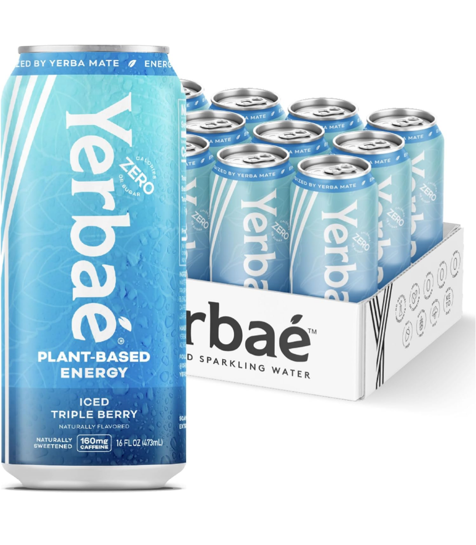 Yerbaé Energy Beverage - Iced Triple Berry, 0 Sugar, 0 Calories, 0 Carbs, Energized by Yerba Mate. Yerbae is a Plant-Based, Healthy Alternative to Sugary Energy Drinks, 16oz cans Pack of 8